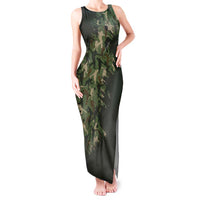 Bowling Camouflage Pattern Tank Maxi Dress with Ball and Pins Graphic in Army Green and Beige Brushstroke Design - Wonder Print Shop