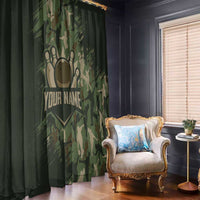 Bowling Camouflage Pattern Window Curtain with Ball and Pins Graphic in Army Green and Beige Brushstroke Design - Wonder Print Shop