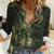 Bowling Camouflage Pattern Women Casual Shirt with Ball and Pins Graphic in Army Green and Beige Brushstroke Design - Wonder Print Shop