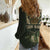 Bowling Camouflage Pattern Women Casual Shirt with Ball and Pins Graphic in Army Green and Beige Brushstroke Design - Wonder Print Shop