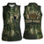 Bowling Camouflage Pattern Women Sleeveless Polo Shirt with Ball and Pins Graphic in Army Green and Beige Brushstroke Design - Wonder Print Shop