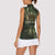 Bowling Camouflage Pattern Women Sleeveless Polo Shirt with Ball and Pins Graphic in Army Green and Beige Brushstroke Design - Wonder Print Shop