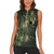 Bowling Camouflage Pattern Women Sleeveless Polo Shirt with Ball and Pins Graphic in Army Green and Beige Brushstroke Design - Wonder Print Shop