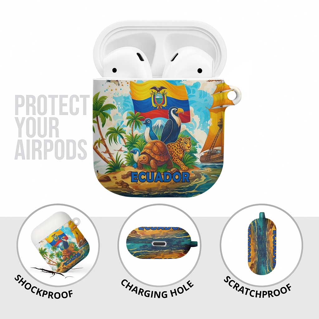 Ecuador AirPods Case with Wildlife and Flag Landscape Design - Wonder Print Shop