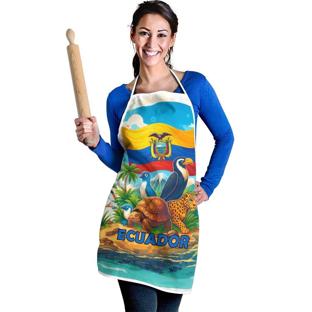 Ecuador Apron with Wildlife and Flag Landscape Design - Wonder Print Shop