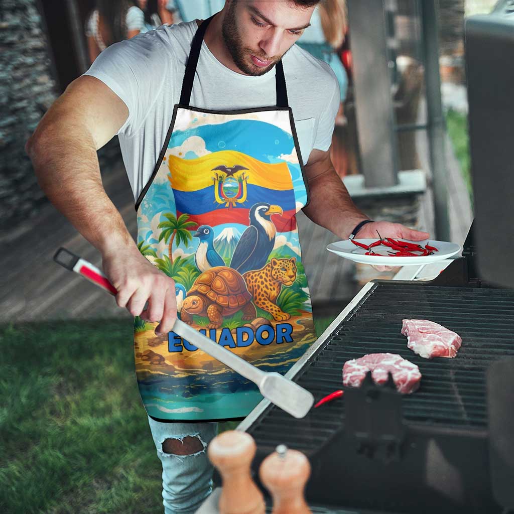 Ecuador Apron with Wildlife and Flag Landscape Design - Wonder Print Shop