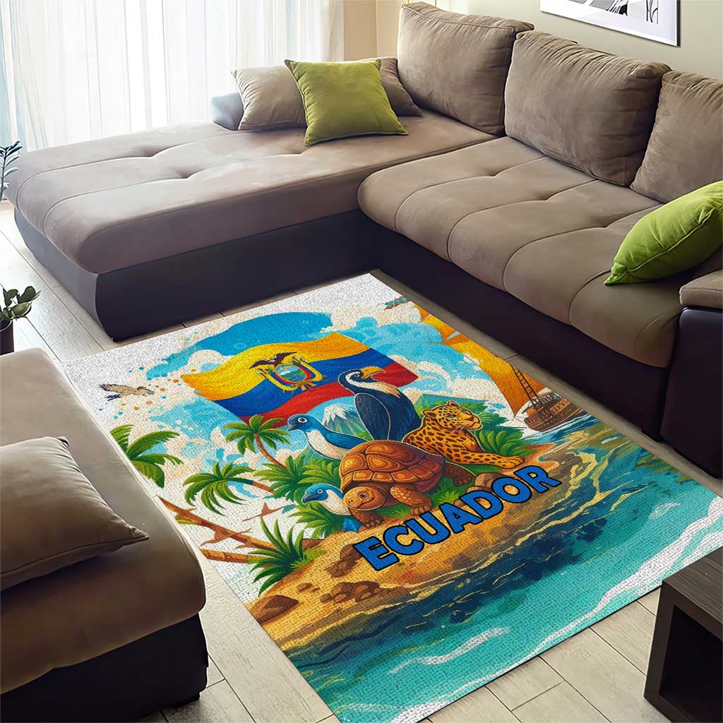 Ecuador Area Rug with Wildlife and Flag Landscape Design - Wonder Print Shop