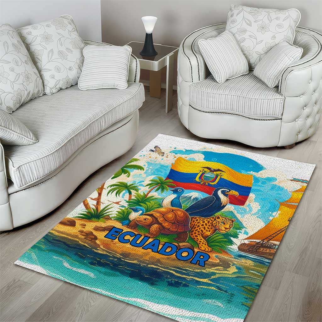 Ecuador Area Rug with Wildlife and Flag Landscape Design - Wonder Print Shop
