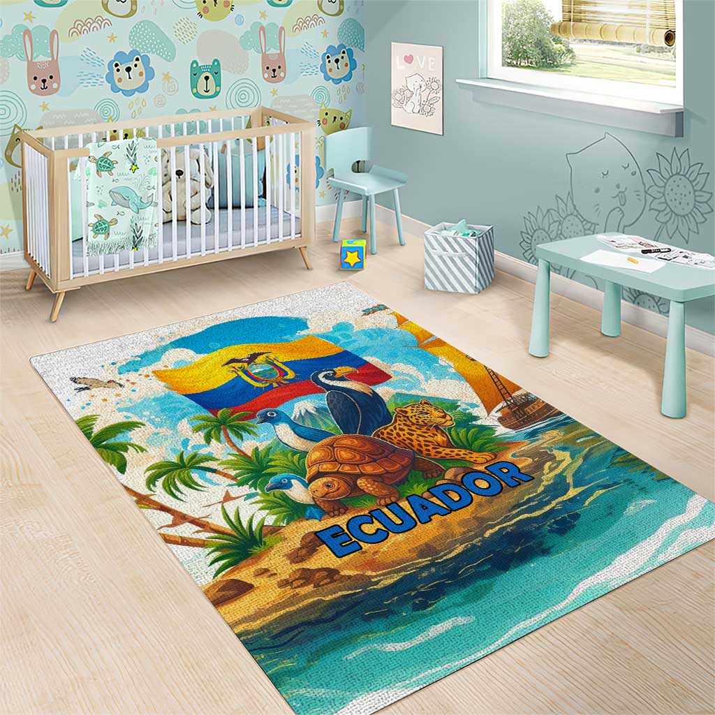 Ecuador Area Rug with Wildlife and Flag Landscape Design - Wonder Print Shop
