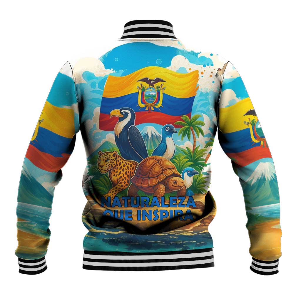 Ecuador Baseball Jacket with Wildlife and Flag Landscape Design - Wonder Print Shop