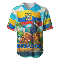 Ecuador Baseball Jersey with Wildlife and Flag Landscape Design - Wonder Print Shop