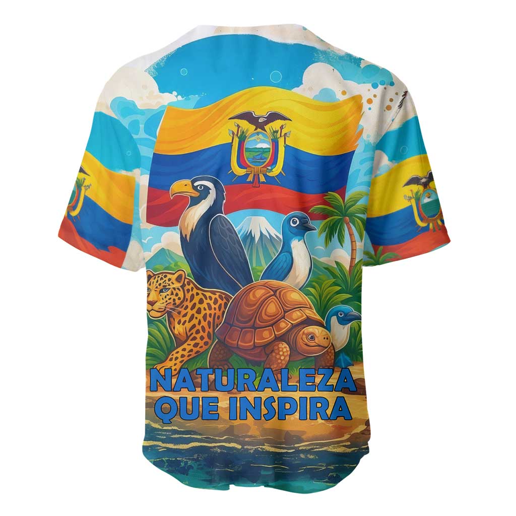 Ecuador Baseball Jersey with Wildlife and Flag Landscape Design - Wonder Print Shop