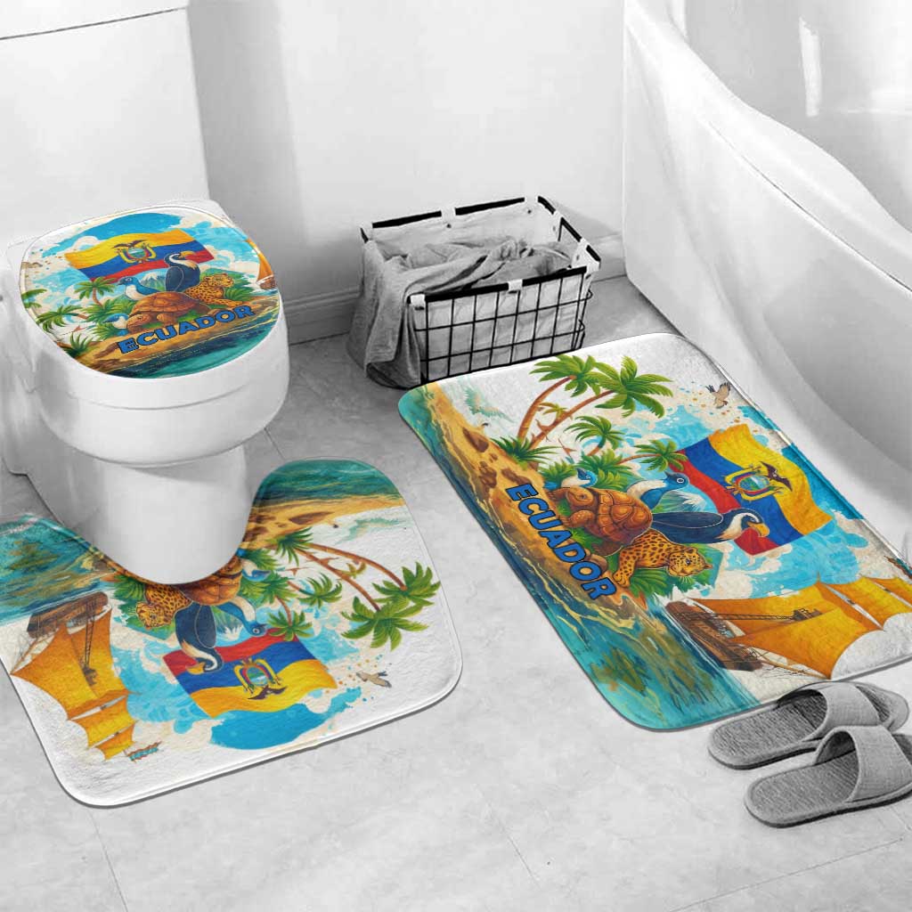 Ecuador Bathroom Set with Wildlife and Flag Landscape Design - Wonder Print Shop