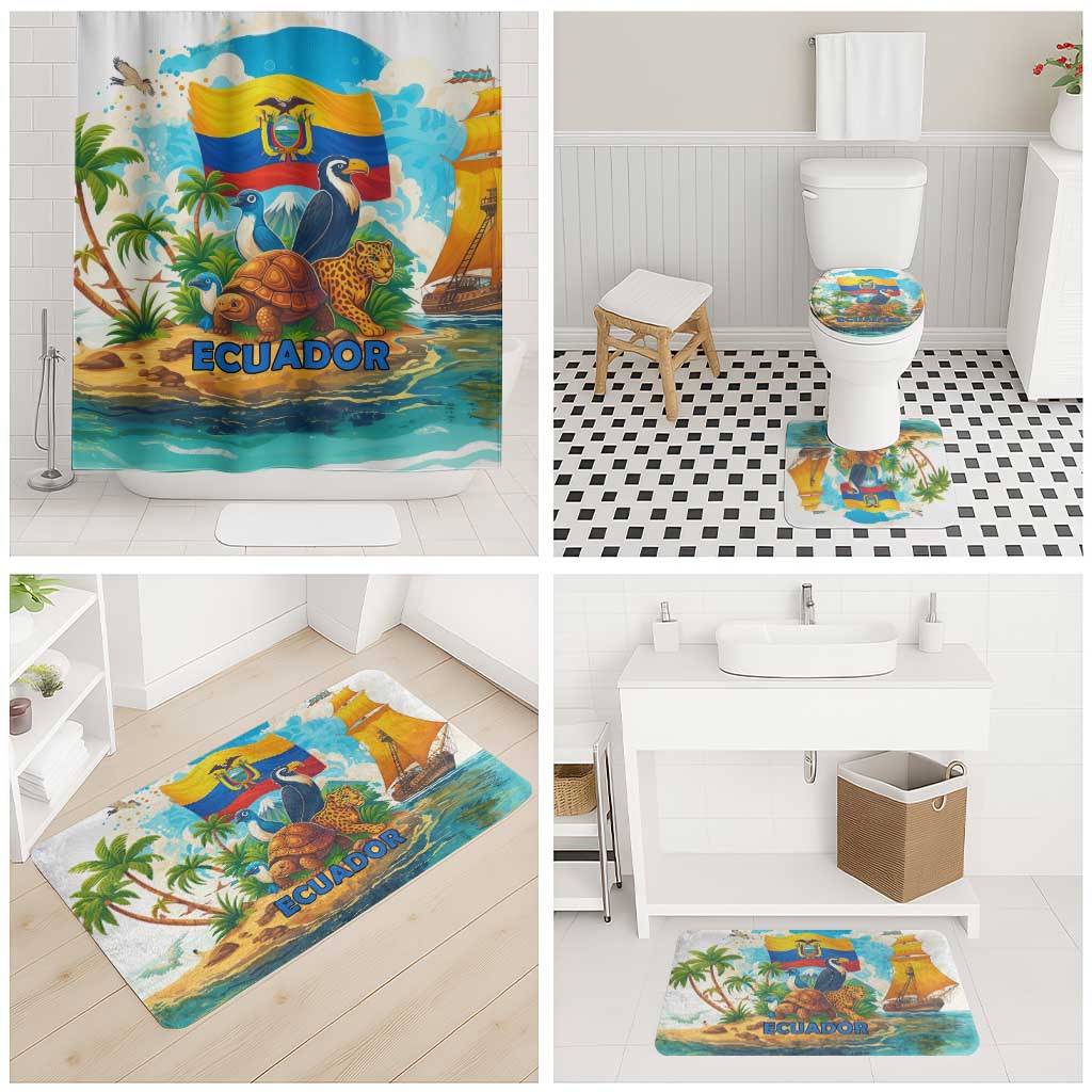 Ecuador Bathroom Set with Wildlife and Flag Landscape Design - Wonder Print Shop