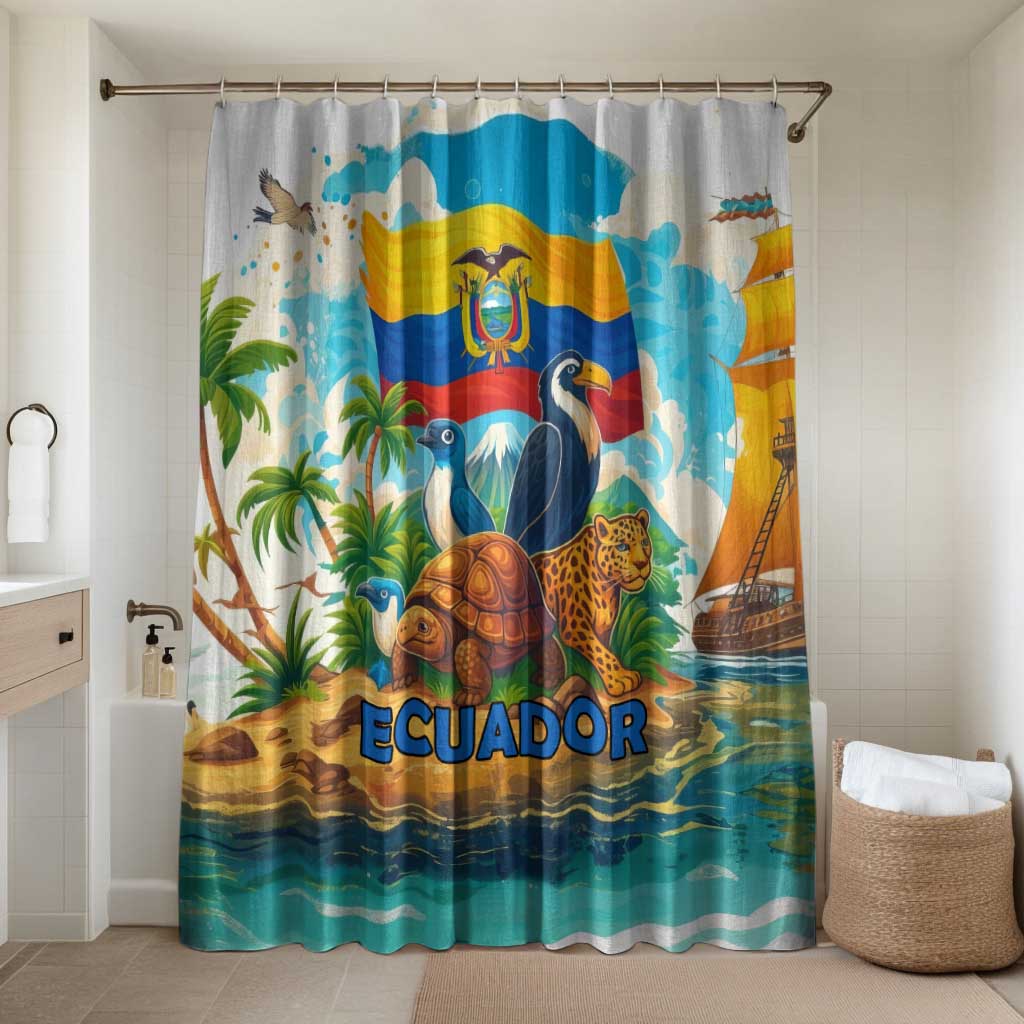 Ecuador Bathroom Set with Wildlife and Flag Landscape Design - Wonder Print Shop
