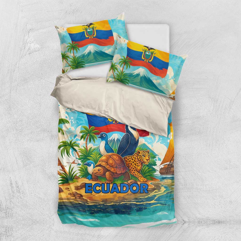 Ecuador Bedding Set with Wildlife and Flag Landscape Design - Wonder Print Shop