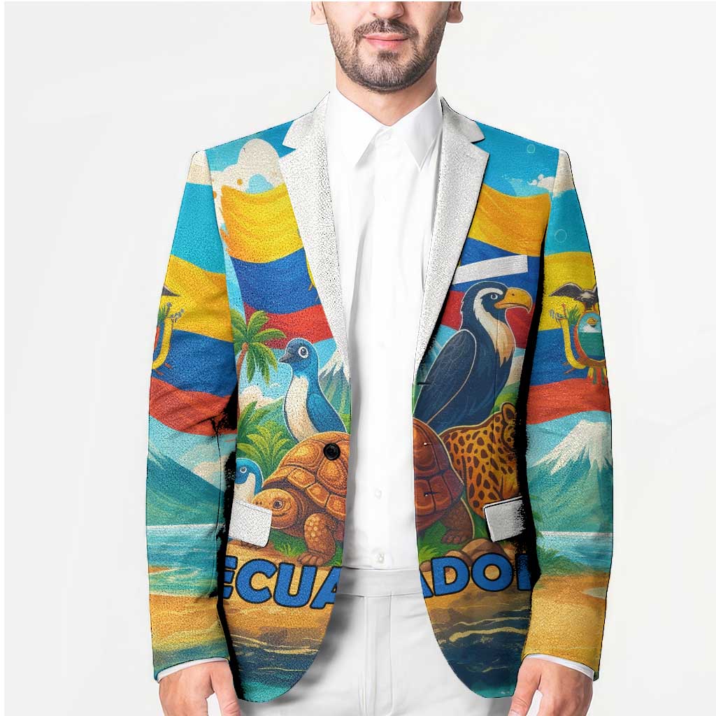 Ecuador Blazer with Wildlife and Flag Landscape Design - Wonder Print Shop