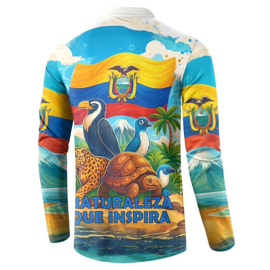 Ecuador Button Sweatshirt with Wildlife and Flag Landscape Design - Wonder Print Shop