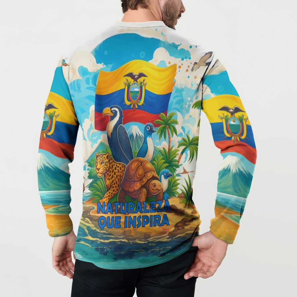 Ecuador Button Sweatshirt with Wildlife and Flag Landscape Design - Wonder Print Shop