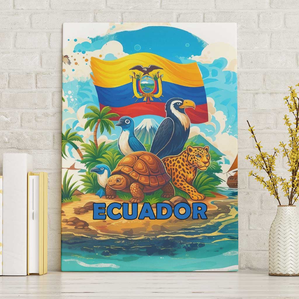Ecuador Canvas Wall Art with Wildlife and Flag Landscape Design - Wonder Print Shop