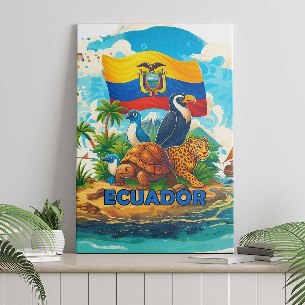 Ecuador Canvas Wall Art with Wildlife and Flag Landscape Design - Wonder Print Shop