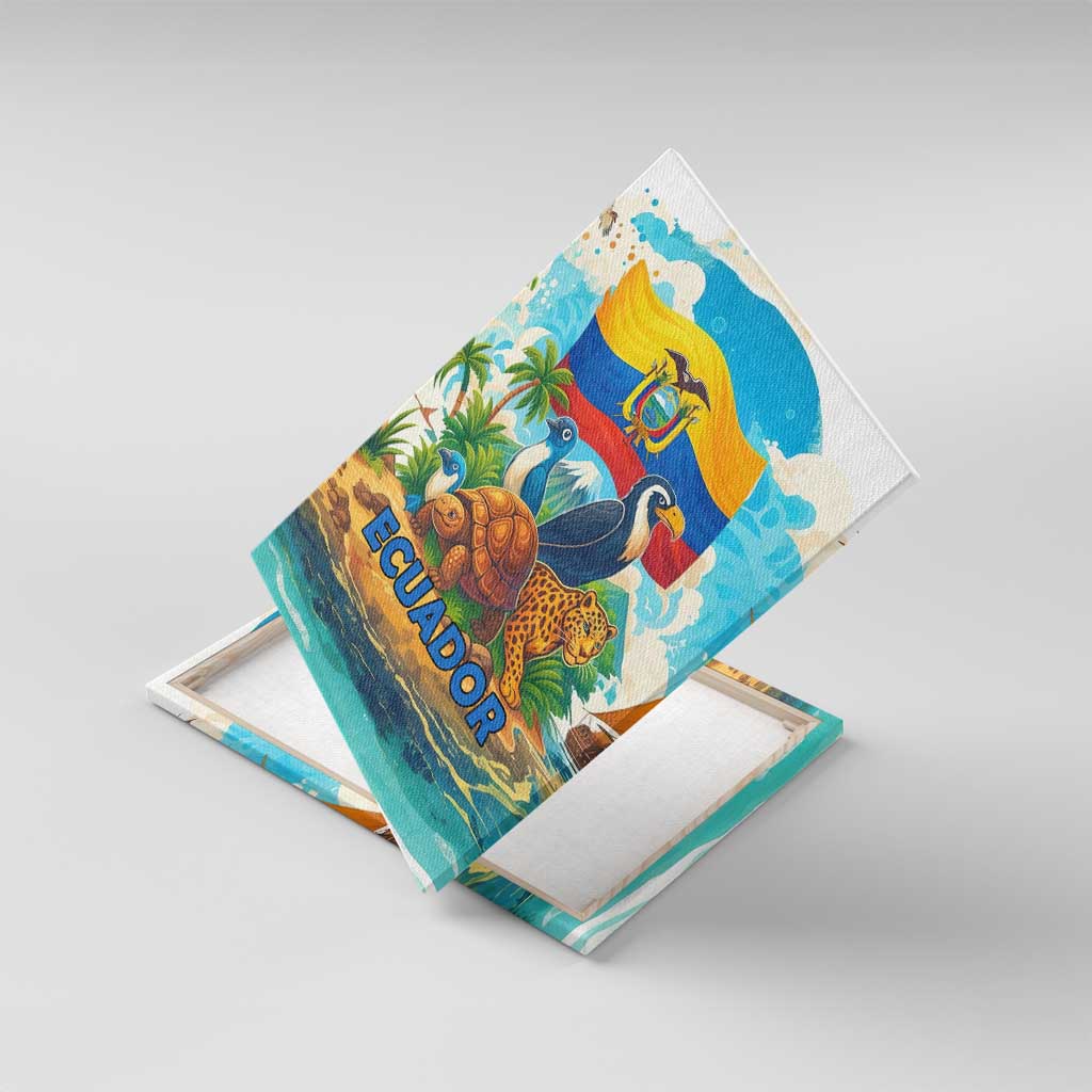 Ecuador Canvas Wall Art with Wildlife and Flag Landscape Design - Wonder Print Shop