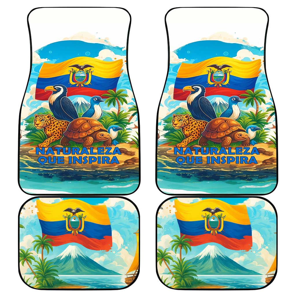 Ecuador Car Mats with Wildlife and Flag Landscape Design - Wonder Print Shop
