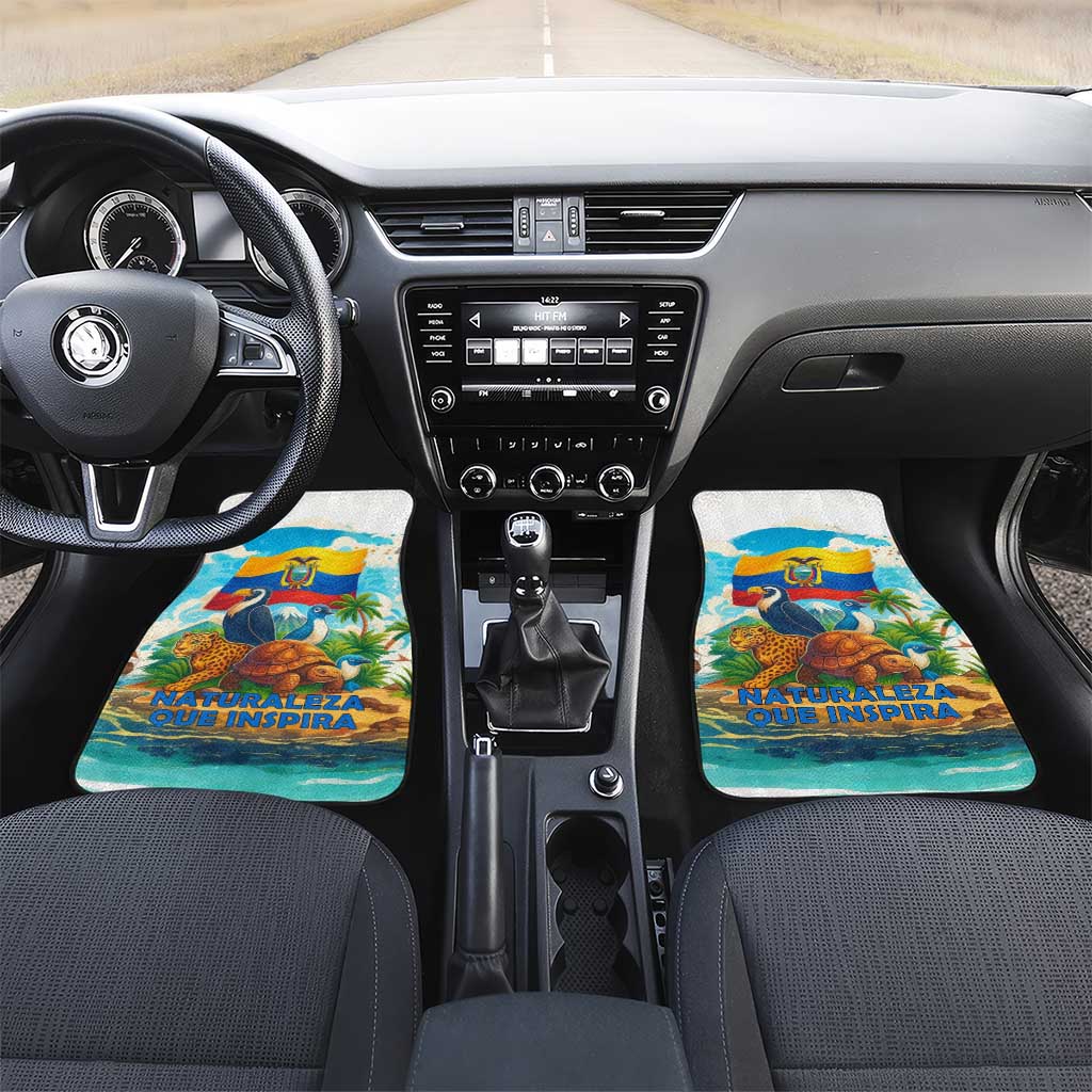 Ecuador Car Mats with Wildlife and Flag Landscape Design - Wonder Print Shop