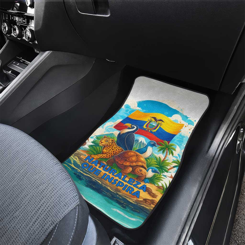 Ecuador Car Mats with Wildlife and Flag Landscape Design - Wonder Print Shop