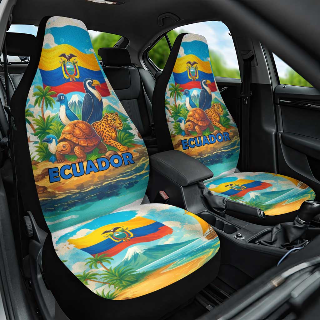 Ecuador Car Seat Cover with Wildlife and Flag Landscape Design - Wonder Print Shop
