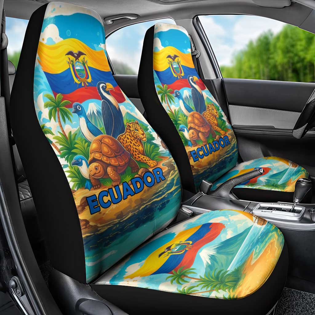 Ecuador Car Seat Cover with Wildlife and Flag Landscape Design - Wonder Print Shop
