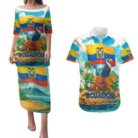 Ecuador Couples Matching Puletasi and Hawaiian Shirt with Wildlife and Flag Landscape Design - Wonder Print Shop