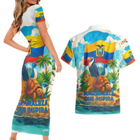 Ecuador Couples Matching Short Sleeve Bodycon Dress and Hawaiian Shirt with Wildlife and Flag Landscape Design - Wonder Print Shop