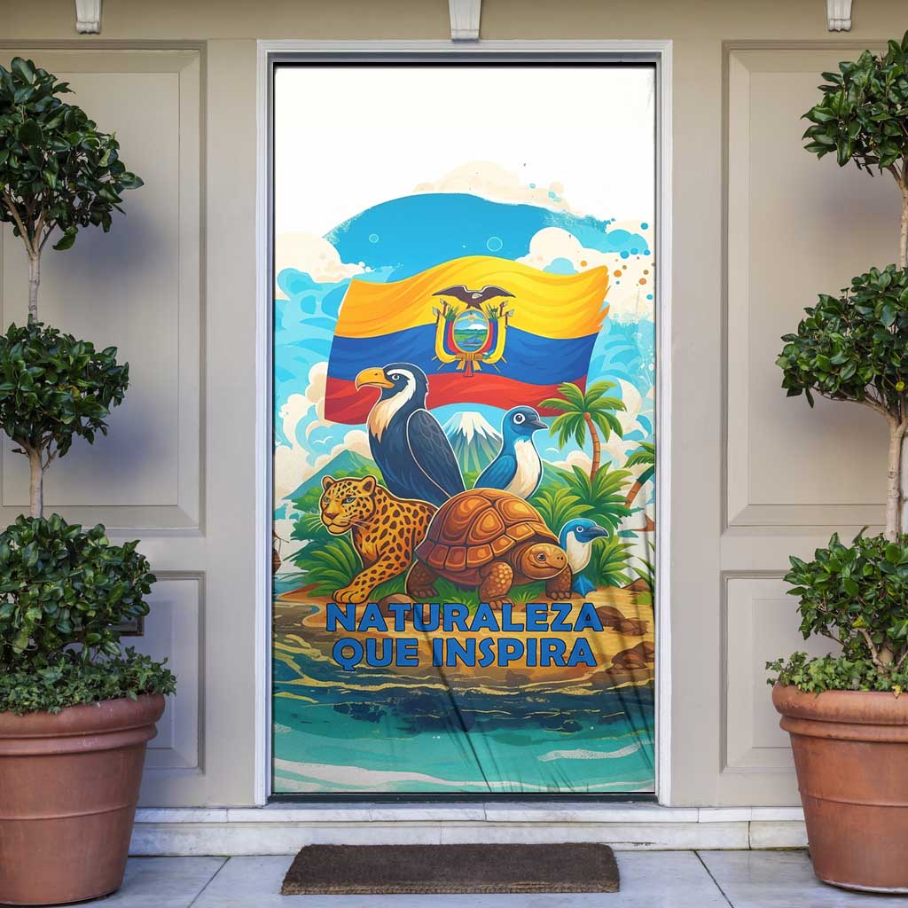Ecuador Door Cover with Wildlife and Flag Landscape Design - Wonder Print Shop