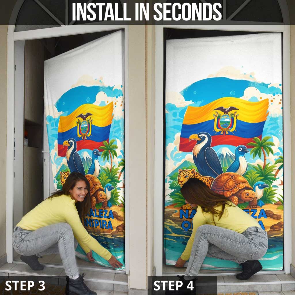 Ecuador Door Cover with Wildlife and Flag Landscape Design - Wonder Print Shop
