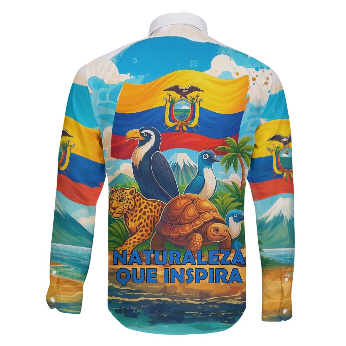 Ecuador Family Matching Off The Shoulder Long Sleeve Dress and Hawaiian Shirt with Wildlife and Flag Landscape Design - Wonder Print Shop