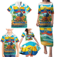 Ecuador Family Matching Puletasi and Hawaiian Shirt with Wildlife and Flag Landscape Design - Wonder Print Shop