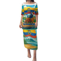 Ecuador Family Matching Puletasi and Hawaiian Shirt with Wildlife and Flag Landscape Design - Wonder Print Shop
