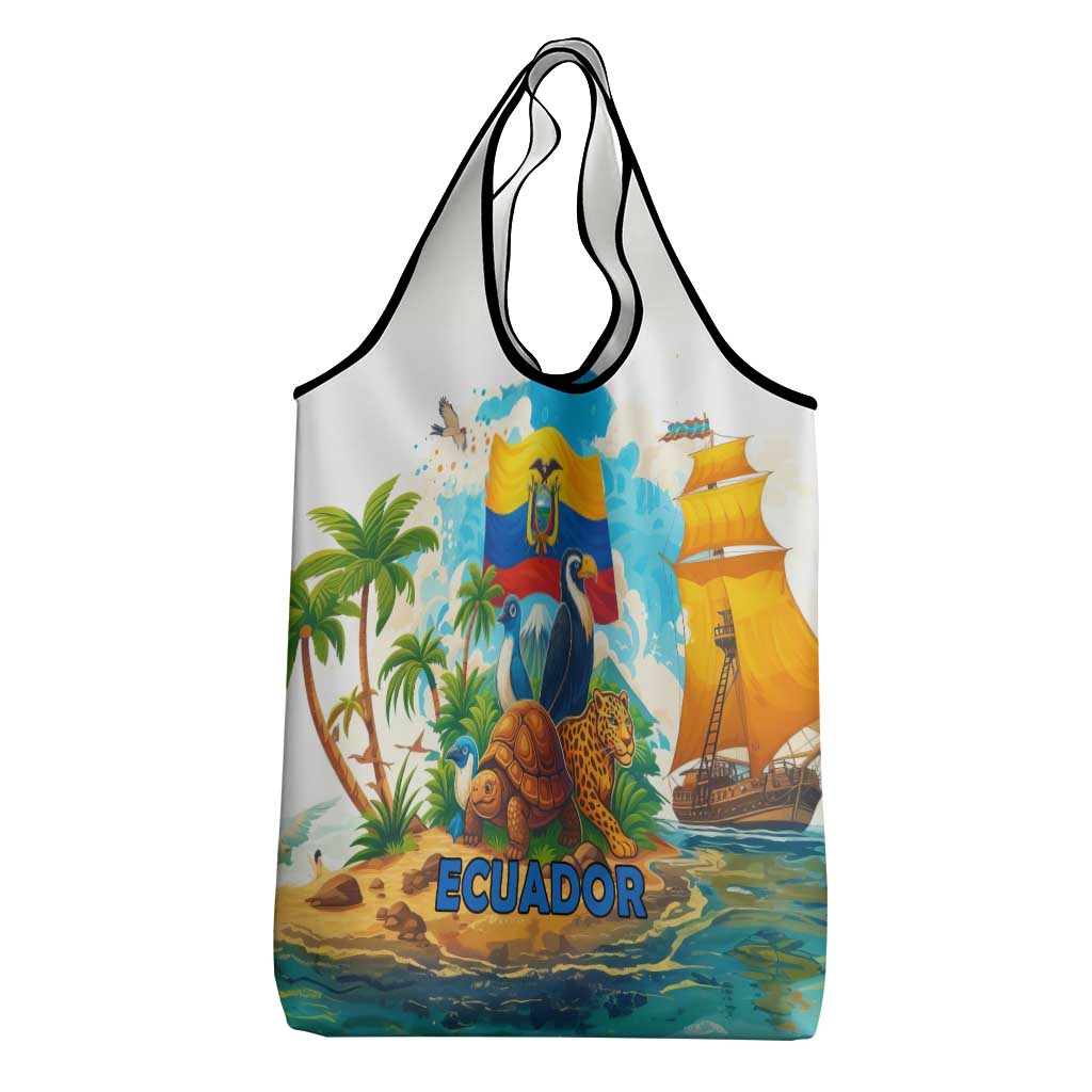Ecuador Grocery Bag with Wildlife and Flag Landscape Design - Wonder Print Shop