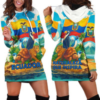 Ecuador Hoodie Dress with Wildlife and Flag Landscape Design - Wonder Print Shop