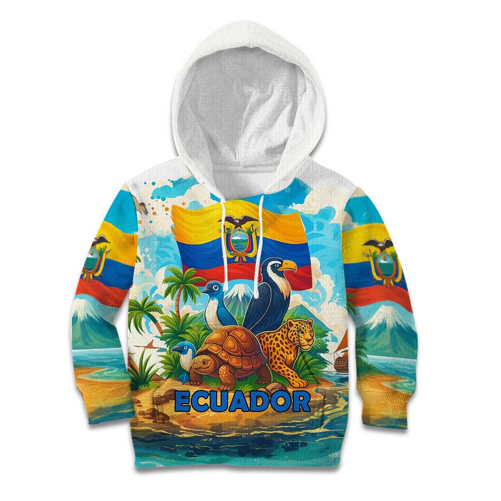 Ecuador Kid Hoodie with Wildlife and Flag Landscape Design - Wonder Print Shop