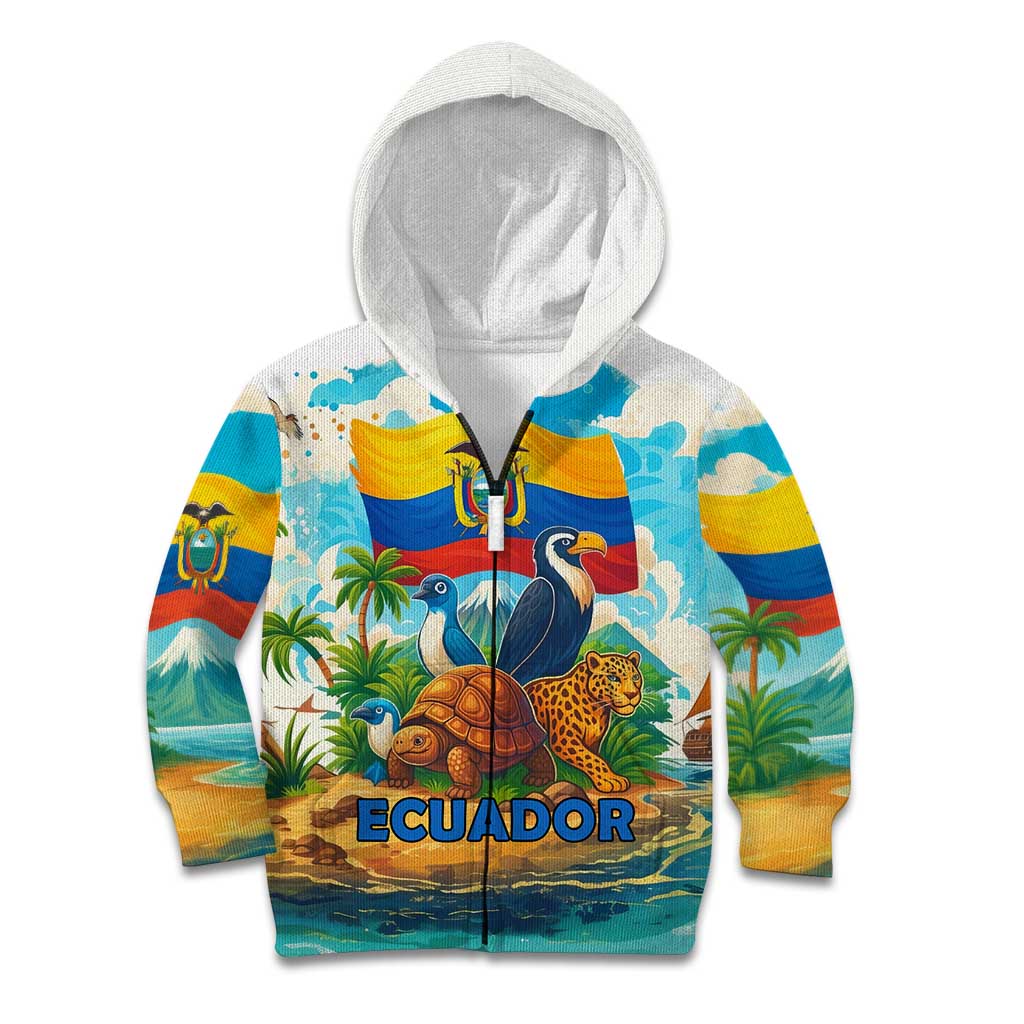 Ecuador Kid Hoodie with Wildlife and Flag Landscape Design - Wonder Print Shop