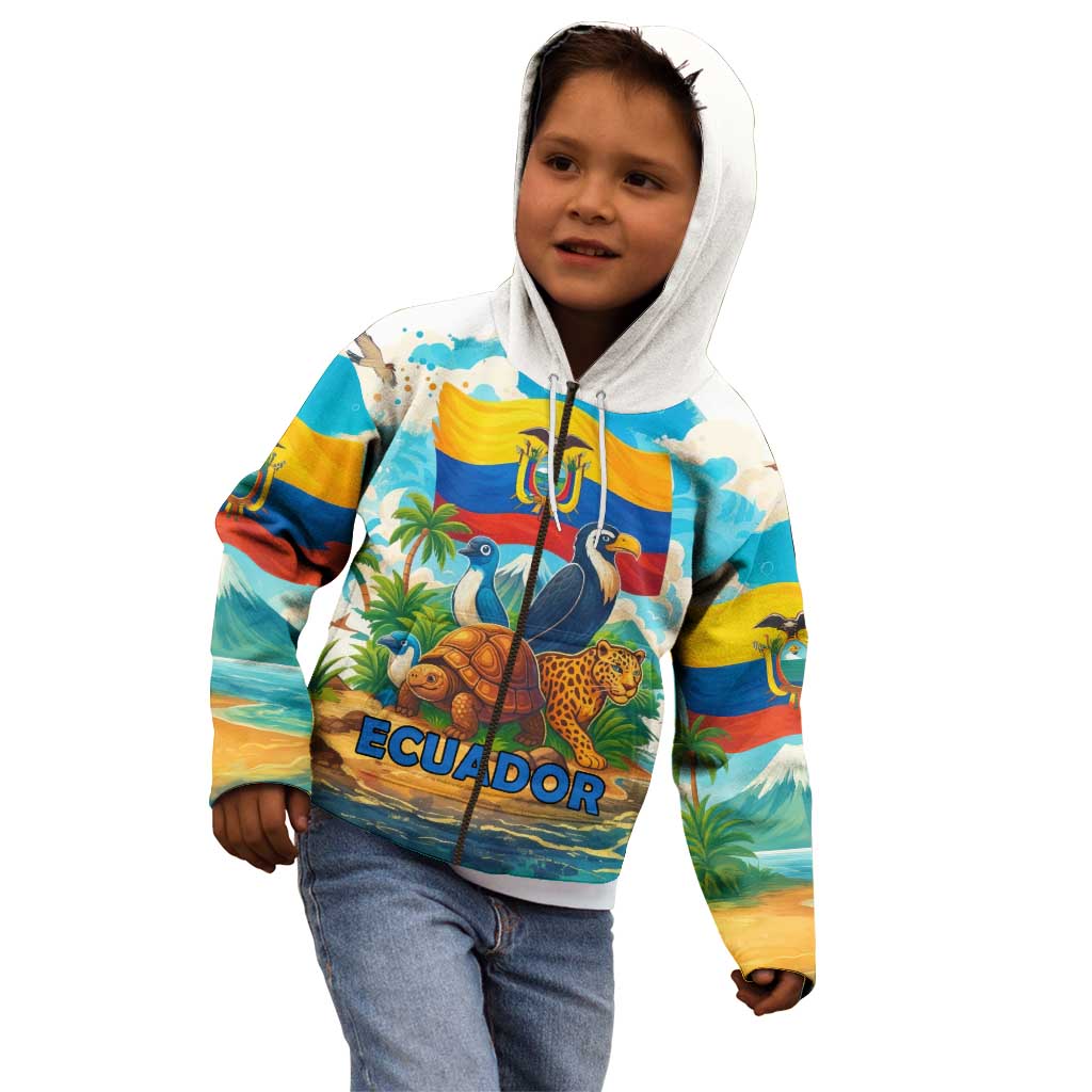 Ecuador Kid Hoodie with Wildlife and Flag Landscape Design - Wonder Print Shop