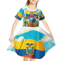 Ecuador Kid Short Sleeve Dress with Wildlife and Flag Landscape Design - Wonder Print Shop