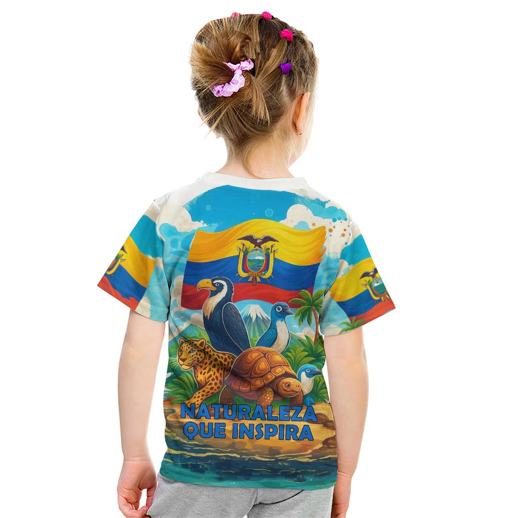 Ecuador Kid T Shirt with Wildlife and Flag Landscape Design - Wonder Print Shop