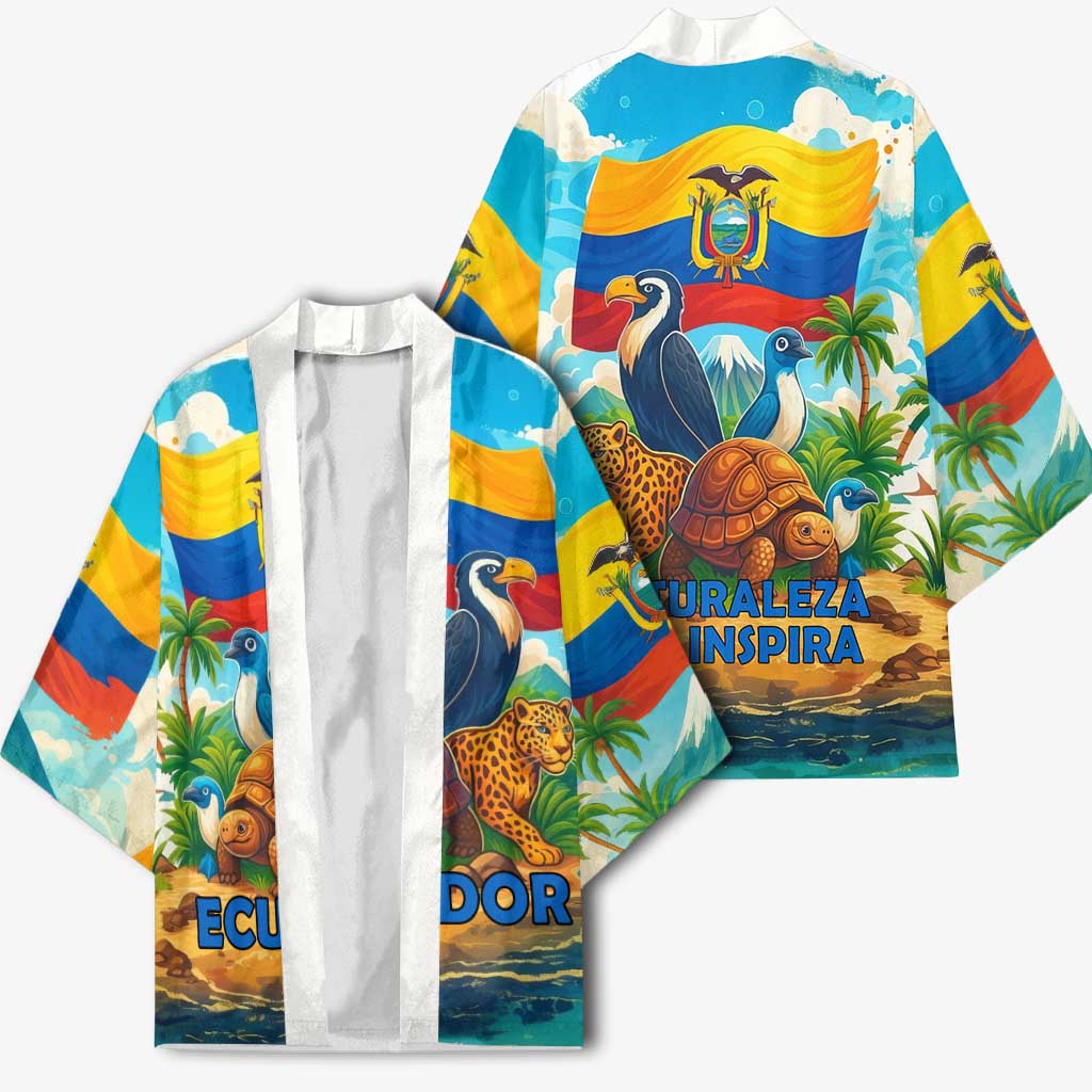 Ecuador Kimono with Wildlife and Flag Landscape Design - Wonder Print Shop