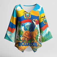Ecuador Kimono Sleeve Blouse with Wildlife and Flag Landscape Design - Wonder Print Shop