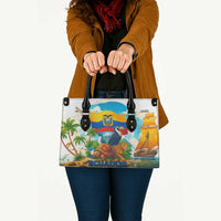 Ecuador Leather Bag with Wildlife and Flag Landscape Design - Wonder Print Shop