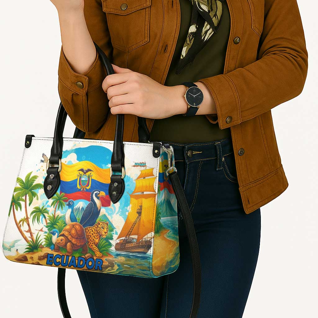 Ecuador Leather Bag with Wildlife and Flag Landscape Design - Wonder Print Shop