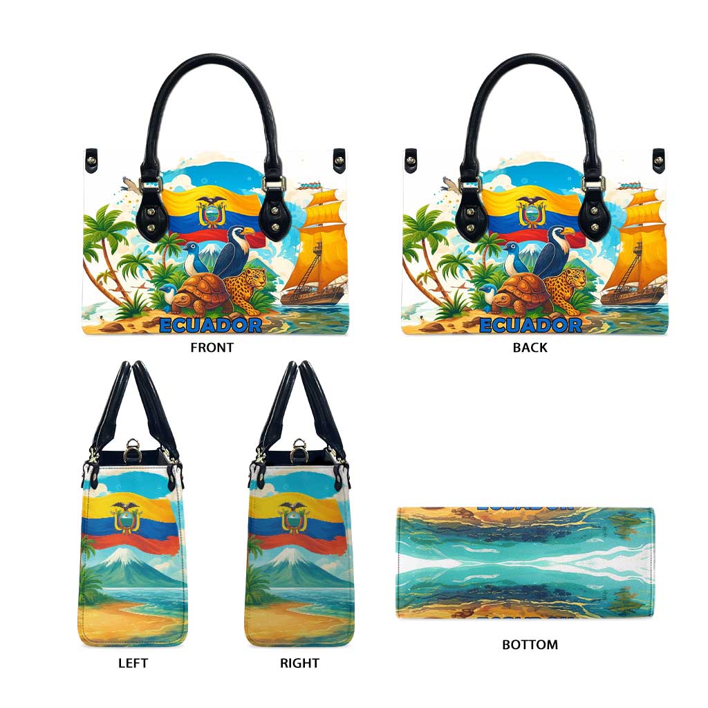 Ecuador Leather Bag with Wildlife and Flag Landscape Design - Wonder Print Shop